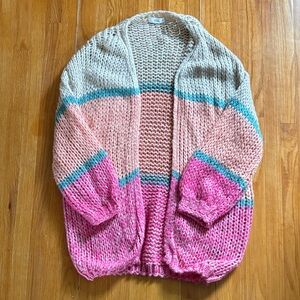 TALULAH Pink and Cream Knit Cardigan